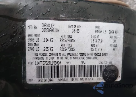 1996 Jeep Cherokee Se z USA, uszkodzony, nr VIN 1J4FT27S2TL158020